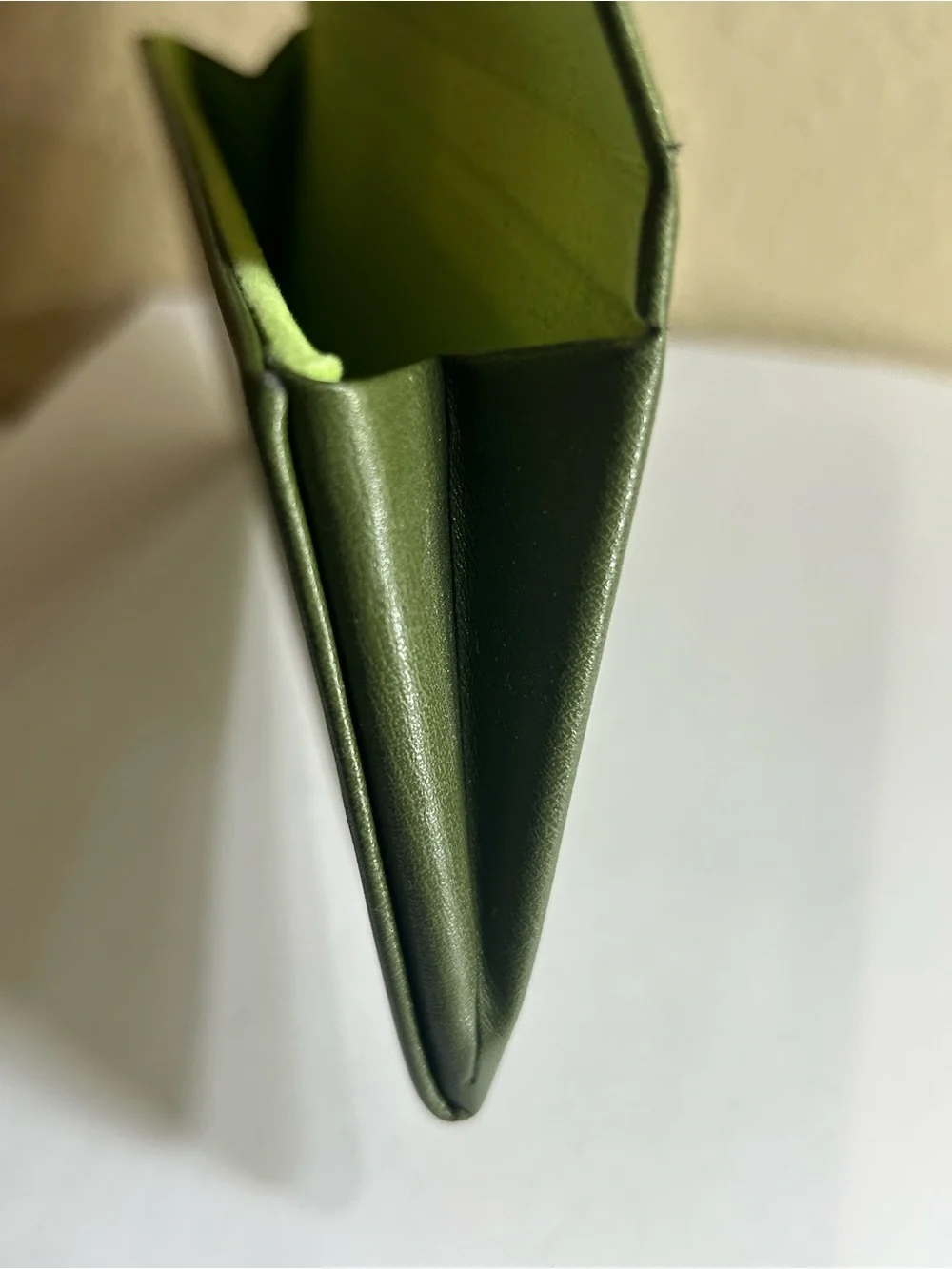 Longchamp Olive Green Leather Folded Wallet